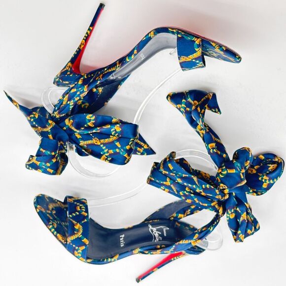 Christian Louboutin Du Desert 100 Crepe Satin in Obscur High Heel Sandals EU 39 - Picture 5 of 11